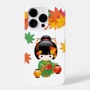 Fall Kokeshi Doll - Green Kimono Geisha Girl Case-Mate iPhone 14 Pro Case