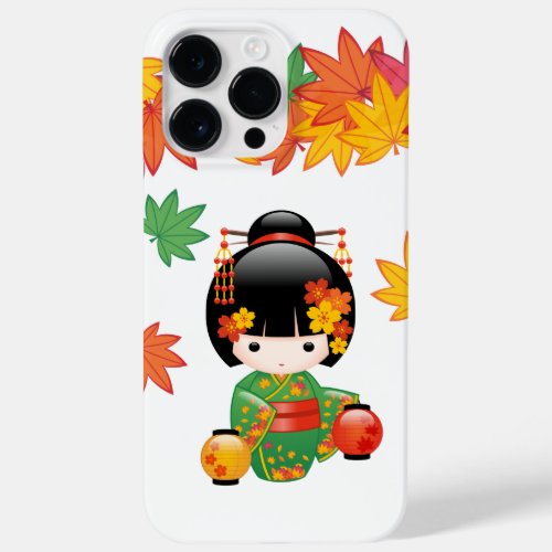 Fall Kokeshi Doll _ Green Kimono Geisha Girl Case_Mate iPhone 14 Pro Max Case