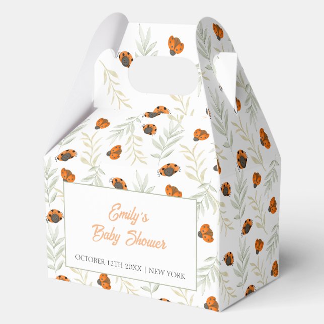 Fall Ladybug Greenery Baby Shower  Favor Boxes (Front)