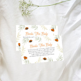 Fall Ladybug Greenery Books For Baby Shower Enclosure Card