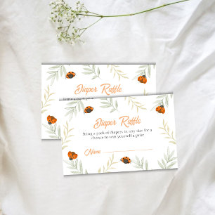Fall Ladybug Greenery Diaper Raffle Baby Shower  Enclosure Card