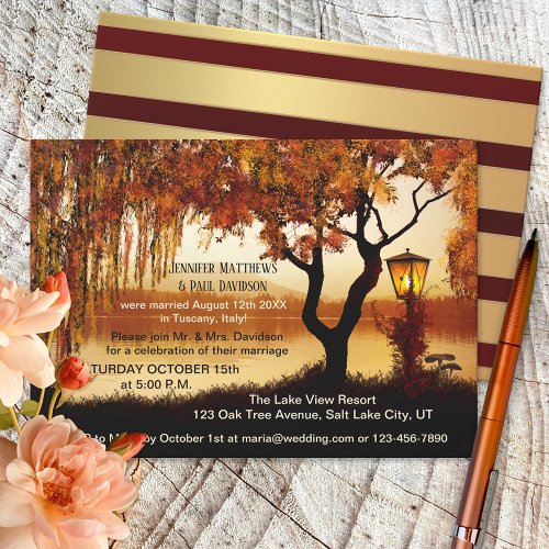 Fall Lake Post Wedding Reception Only Invitation