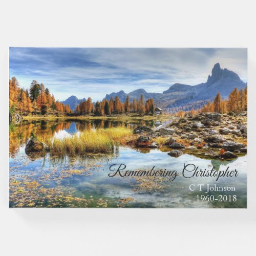 Fall Lake Reflection Funeral Condolence Guest Book