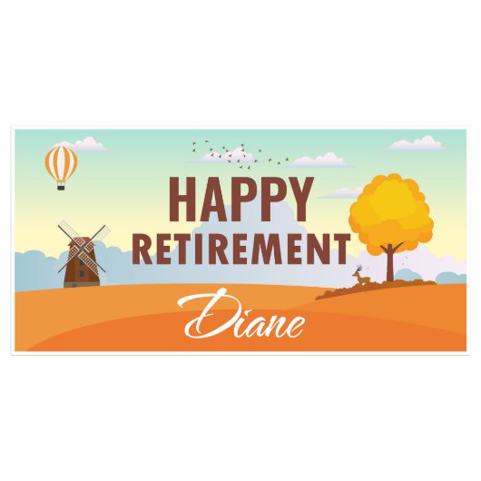 Fall Landscape Happy Retirement Party Banner (Front)