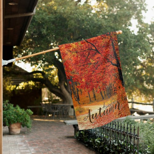 Fall Landscape Photographic Outdoor Seasonal House Flag