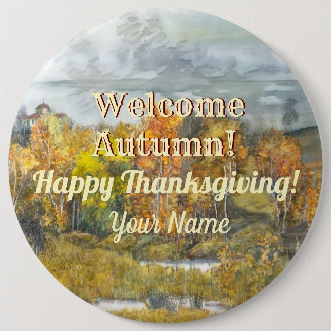  Fall landscapes watercolor Button (Front)