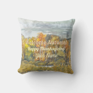  Fall landscapes watercolor  Outdoor Pillow