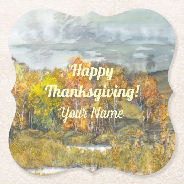  Fall landscapes watercolor Paper Coaster (Front)