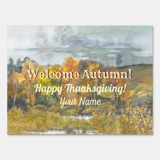  Fall landscapes watercolor Sign (Front)