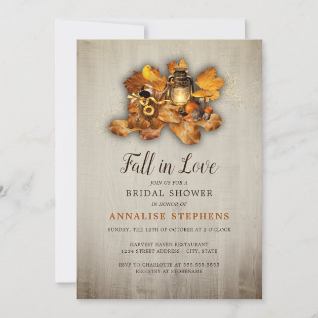 Fall Lantern Rustic Bridal Shower Invitation (Front)