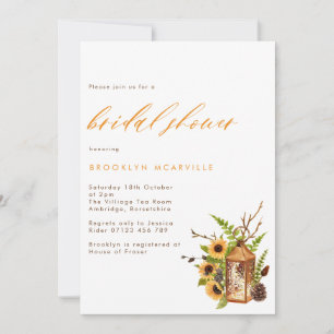 Fall Lantern & Sunflowers Bridal Shower Invitation