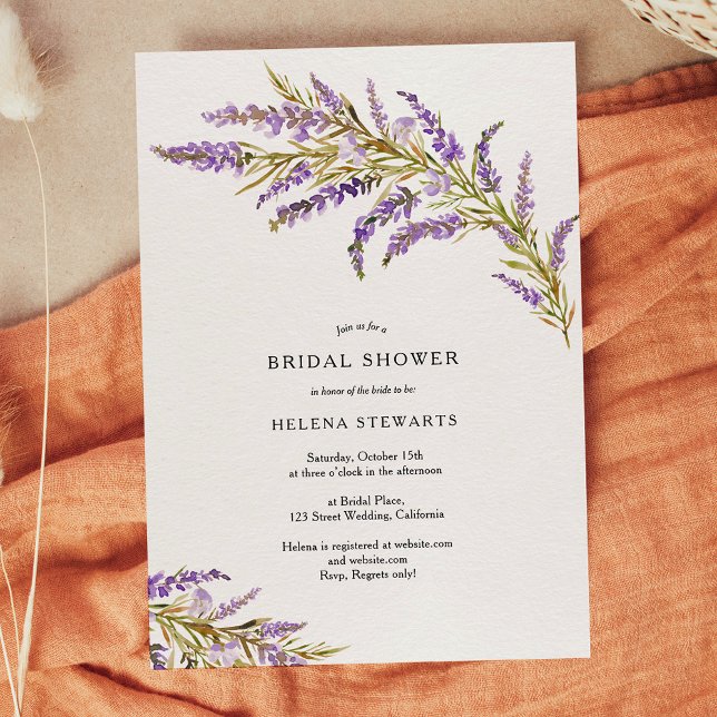 Fall lavender floral watercolor chic bridal shower invitation (Fall lavender floral watercolor chic bridal shower invitation)
