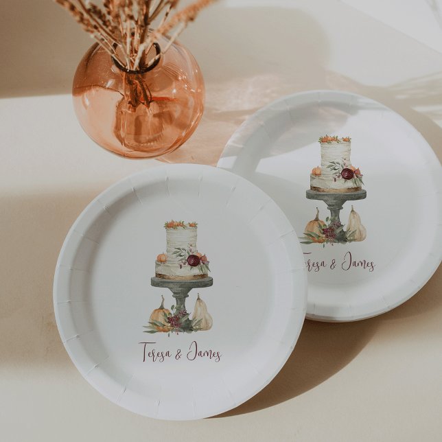 Fall Layer Cake Personalized Paper Plates (Creator Uploaded)