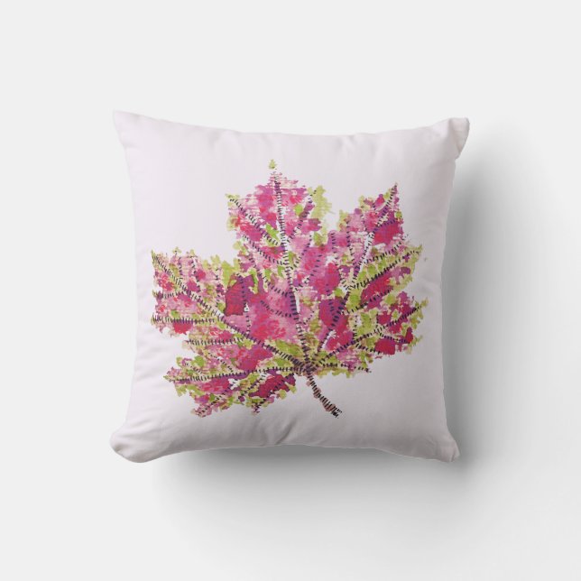 Fall Leaf Art - Boho Watercolor In Purple Throw Pillow (Front)