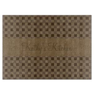 Fall Leaf Brown Squares Cutting Board