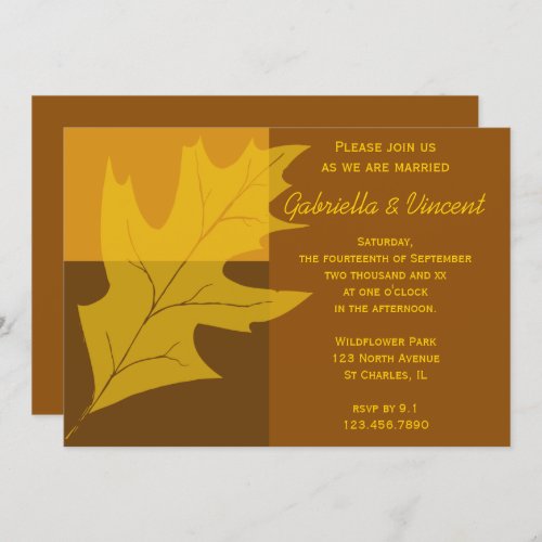Fall Leaf Color Block Wedding Invitation