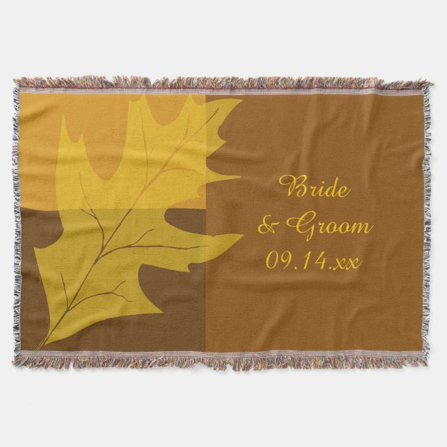 Fall Leaf Color Block Wedding Keepsake Throw Blanket (Front)
