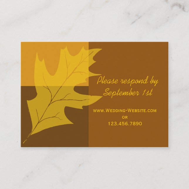 Fall Leaf Color Block Wedding RSVP Response Card (Front)