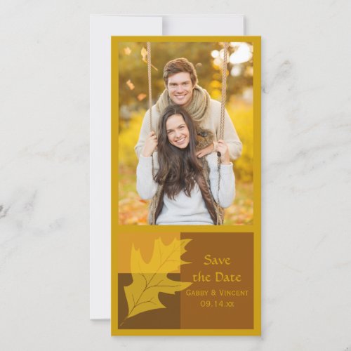 Fall Leaf Color Block Wedding Save the Date