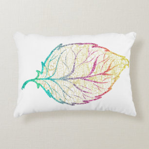 Fall leaf elegant cute pastel pink teal gold accent pillow