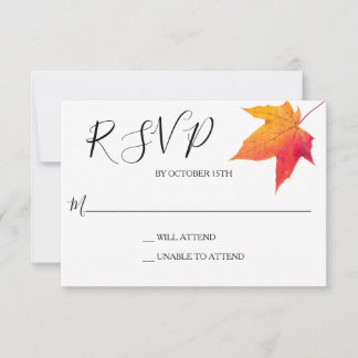 Fall Leaf Elegant Wedding Response Reply RSVP