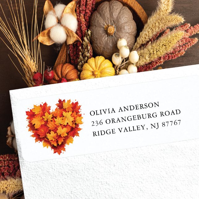 Fall Leaf Heart Return Address Label (Creator Uploaded)