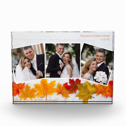 Fall Leaf Newlywed Photo Collage Autumn Wedding
