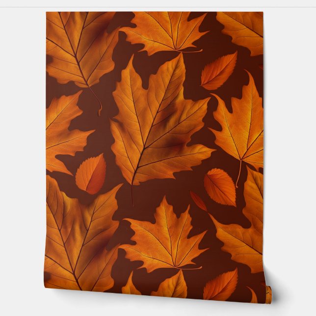Fall Leaf Pattern Design in Autumn Colors Wallpaper (Unrolling)