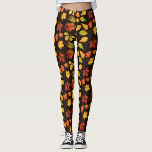 Fall Leaf Pattern on Brown Leggings