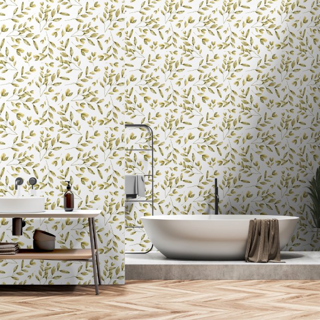 Fall leaf pattern woodland outdoor nature seamless wallpaper  (Bathroom)