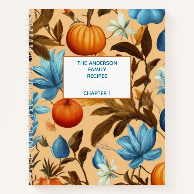 Fall Leaf Pumpkin Design Family Recipe Book (Front)
