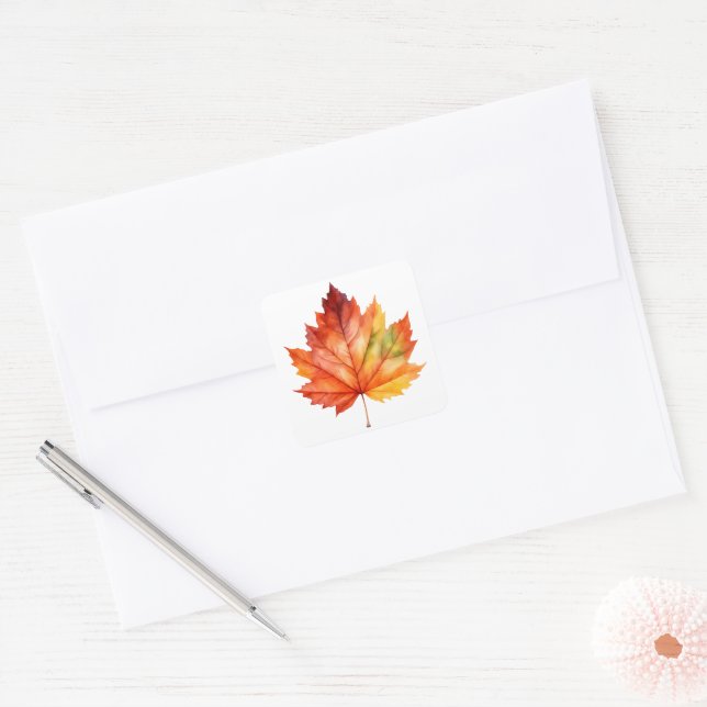 Fall Leaf Square Stickers  (Envelope)