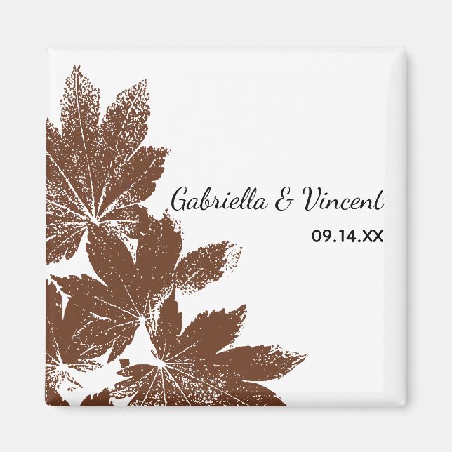 Fall Leaf Stamp Wedding Magnet (Front)