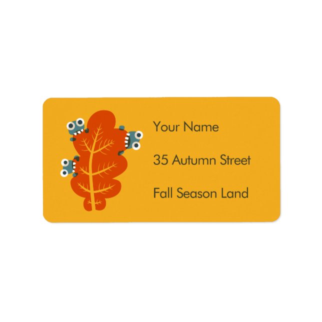 Fall Leaf With Cute Bugs - Fall Colors Label (Front)