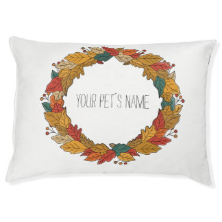 Fall Leaf Wreath Circle Pet Bed