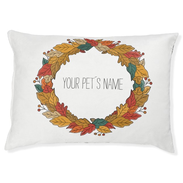 Fall Leaf Wreath Circle Pet Bed (Front)
