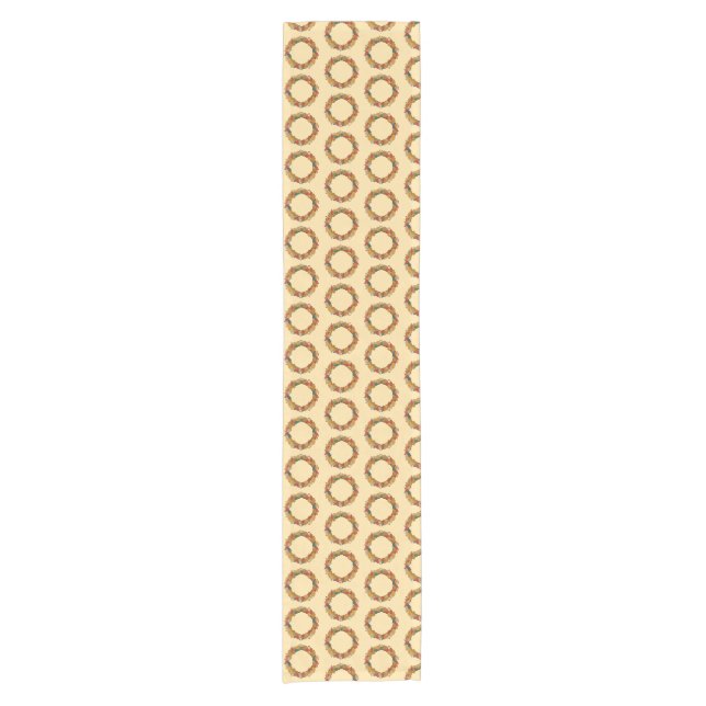 Fall Leaf Wreath Circle Short Table Runner (Front)