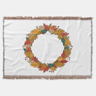Fall Leaf Wreath Circle Throw Blanket