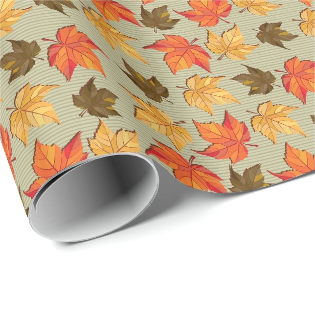 Fall Leafs Colorful Seamless Pattern Wrapping Paper (Roll Corner)