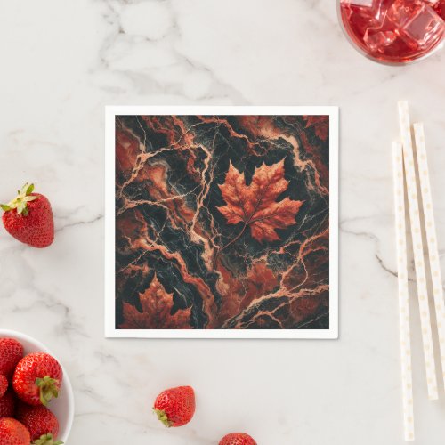 Fall Leafy Rust Marble Texture Decoupage Napkins