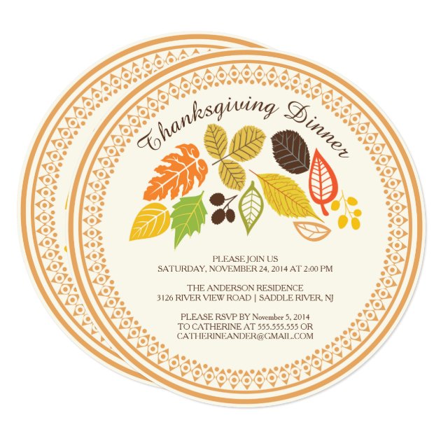 Fall Leave Autumn Thanksgiving Dinner Invitations