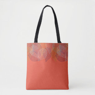 Fall Leave Pattern Orange Tote Bag