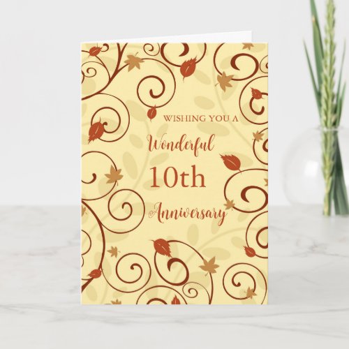 Fall Leaves 10th Wedding Anniversary Card
