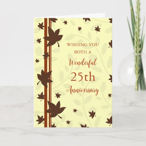 Fall Leaves 25th Wedding Anniversary Card