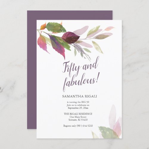 Fall Leaves 50th Birthday Invitations