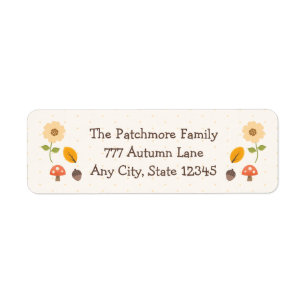 Fall Leaves Acorn Mushroom Sunflower Autumn Label