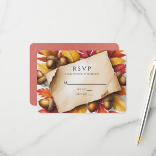 Fall Leaves & Acorns Rustic Wedding RSVP Card