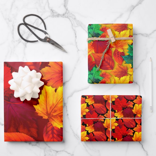 Fall Leaves All Occasion Wrapping Paper Sheets (Front)