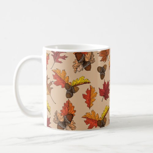 Fall Leaves and Acorn Pattern Coffee Mug