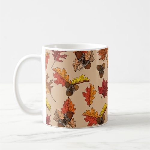 Fall Leaves and Acorn Pattern Coffee Mug